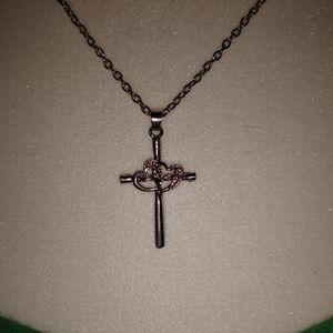 Cross with hearts pendant necklace